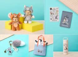 （上段左から）「ベアフル なりきりトムとジェリー」1個2,400円、「トムとジェリー タリーズカード＆シリコンポケットシール」1,700円〜／下段左から）「トムとジェリー アクリルチャーム（コーヒーサーブ）」990円、「トムとジェリー ミニトート」880円、「トムとジェリー キャリーボトル」3,850円