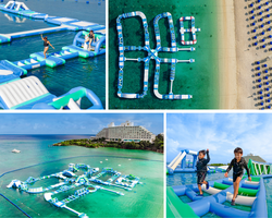 「巨大アスレチックの無料開放やDJイベントで夏を先取り！　沖縄・万座ビーチが海開き！」の写真