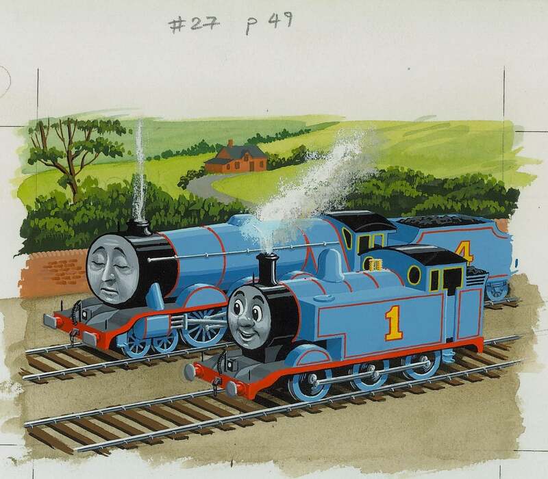 28巻「ジェームスとディーゼル機関車」の表紙原画