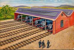 「3だいの機関車−エドワードのたのしい1日」の原画　レジナルド・ダルビー