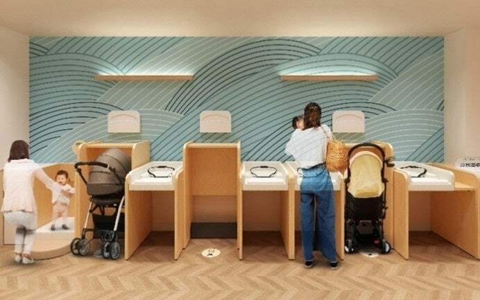 ＜1階ベビー休憩室（2026年9月完成予定）当社他施設イメージ＞  ＜1階ベビー休憩室（2026年9月完成予定）当社他施設イメージ＞