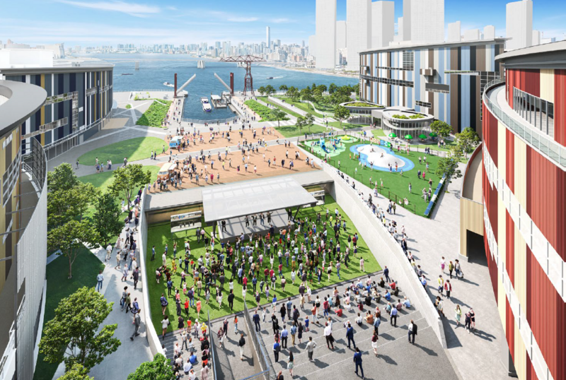 ＜「アーバンドック ららぽーと豊洲」中庭空間（昼景）＞