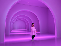 さまざまな色に変化するトンネルは、何度でも通りたくなる楽しみも