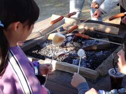 来園して炙り串を購入すれば焚火体験が楽しめる