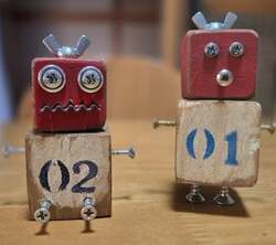 木で作るロボット型キーホルダー作り（一例）