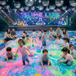 「11日間限定「スライムワンダーランド」OPEN！触って混ぜて写真もOK！大阪・岸和田で」の写真