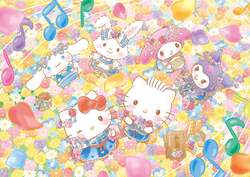 「キティと「ブルーミング！」の掛け声で一体に　ハーモニーランドで花が主役の春ショー」の写真