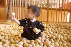「赤ちゃん木育ひろば」も、大人気の木のたまごプールがあります