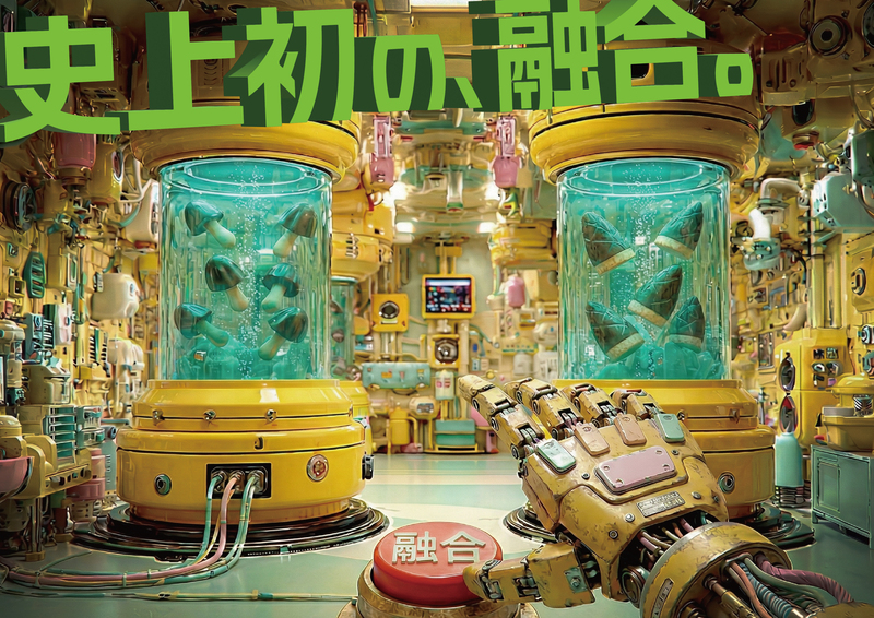 「AI発案 合体しちゃった！きたきたのこのこの山里」