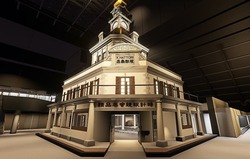 リニューアルで新設された大型模型「服部時計店