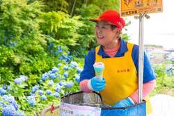 「売り子さんのユニフォームでババヘラ盛り付け体験！　休暇村乳頭温泉郷で夏限定プラン」の写真