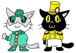 猫ガイド（左）と猫車掌（右）