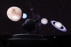 テキストを使って学んだあと、晴れていたら外で星や月を眺めることも