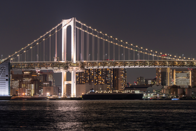 レインボーブリッジと湾岸高層ビル群の夜景（画像はイメージ／画像提供：まちゃー /PIXTA）