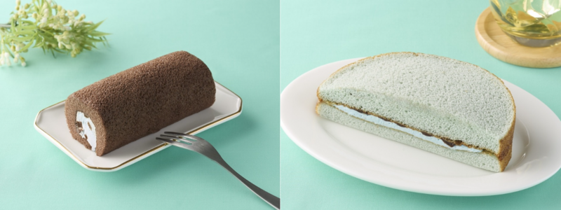 ミニストップ「パキパキ食感のチョコミントロール」「チョコミントのサンドケーキ」