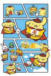 ぴあ「ポムポムプリン30周年 ポムポムヒーローマスコット」付録のポストカード （C）2026 SANRIO CO., LTD. APPROVAL NO. L671988