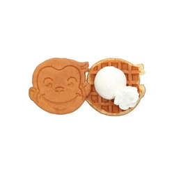 にっこりジョージのお顔のワッフルアイス バニラ（単品420円、2個セット800円）