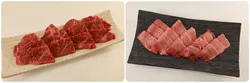 （左）国産黒毛和牛 和牛手切り焼肉用、（右）国産黒毛和牛 和牛炙り焼肉用