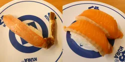 （左）「生ずわいがに（一貫）」350円　／（右）「北海道サーモン」270円　ともに販売期間：9月4日〜13日