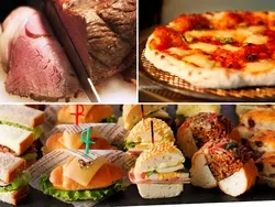 ローストビーフから、ピッツァ、バラエティ豊かなオリジナルサンドウィッチもずらりと並びます