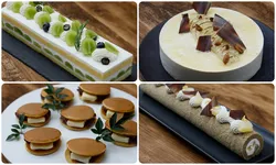どら焼きや洋梨と紅茶のロールケーキなど和菓子と洋菓子がバランスよくラインナップ