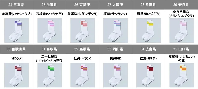 「47都道府県別ラインソックス」＜近畿・中国＞
