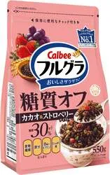 カルビー「フルグラ糖質オフ カカオ＆ストロベリーテイスト」