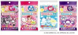 不二家「ペコ×サンリオキャラクターズうるつやシールグミ」パッケージ全4種