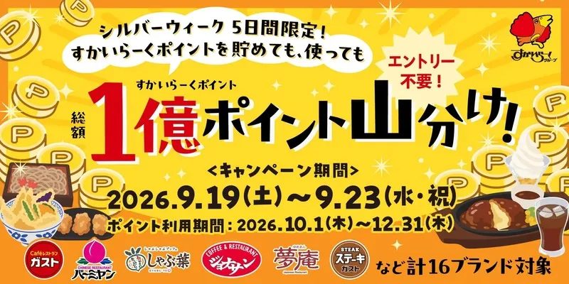 「すかいらーくグループ」ポイント山分けキャンペーン