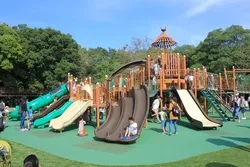 子供たちが思いきり遊べる大型遊具も充実