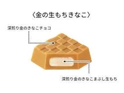 深煎りの「金のきな粉」と生もちを組み合わせたチョコ