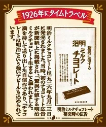 新聞紙面上に初めて掲載した「明治ミルクチョコレート」の広告