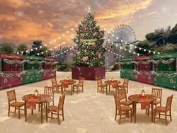 「高さ約8mの本物ツリーが圧巻！大分・ハーモニーランドに初のクリスマスマーケット」の写真