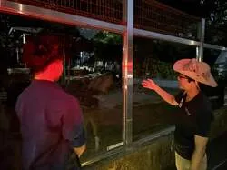 「暗視スコープで夜の動物に接近　立入禁止エリア潜入ツアーが豊橋のんほいパークで開催」の写真