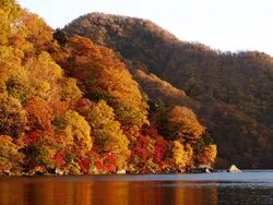 【紅葉・見ごろ】中禅寺湖（C）日光市観光協会　フォトライブラリ