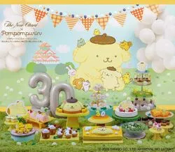 「ポムポムプリンのかわいいスイーツが並ぶビュッフェ！限定コースターも　大阪のホテル」の写真