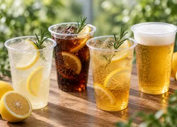 「アル ポンピエーレ」レモネード（400ml）550円、レモネードコーラ（400ml）600円、レモネードジンジャー（400ml）600円、樽生ビール（400ml）650円、レモネード樽生ビール（400ml）680円