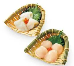 上：するめいかのお造り 下：帆立のお造り