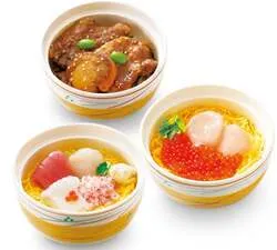 上：ミニ帆立豚丼 右：ミニ帆立いくら丼 下：ミニ北海海鮮ちらし