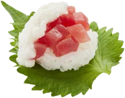まぐろぶつ山かけ 大葉包み（176円）