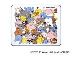 カビゴンやポッチャマ、ソーナンスなど、ポケモンたちがぎゅっと集まったデザインのブランケット。