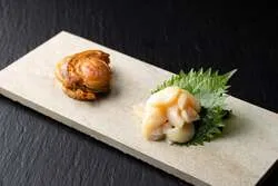 北海道産ホタテのマリネとホタテの炭火焼き 食べ比べ