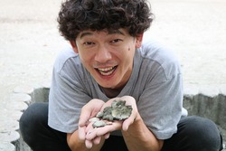 採れた貝化石の種類：マルツノガイ、スチョウジガイに寄生したサンゴ、エゾタマガイ、マガキなど