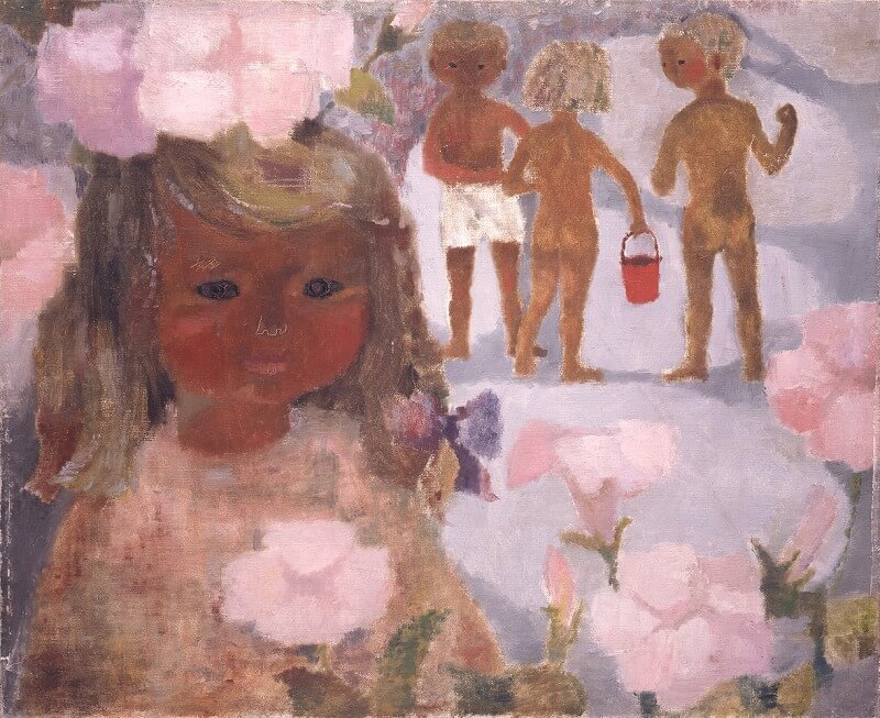 ハマヒルガオと少女　1950 年代中頃　ちひろ美術館蔵