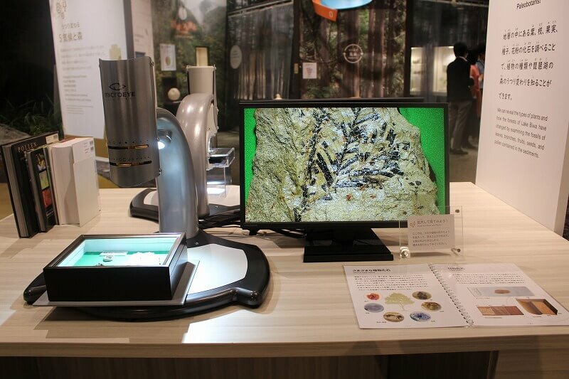 植物化石研究者のデスク。顕微鏡で化石を拡大して見ることができますよ！