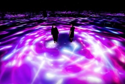 「人と共に踊る鯉によって描かれる水面のドローイング - Infinity」Drawing on the Water Surface Created by the Dance of Koi and People - Infinity teamLab, 2016-2018, Interactive Digital Installation, Endless, Sound: Hideaki Takahashi