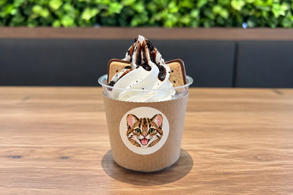 ツシマヤマネコそっくりのソフトクリームが登場!? 福岡市動物園に学生